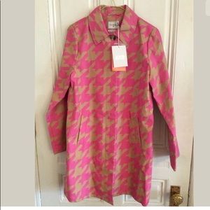 WOMENS PINK & TAN HOUNDSTOOTH COAT